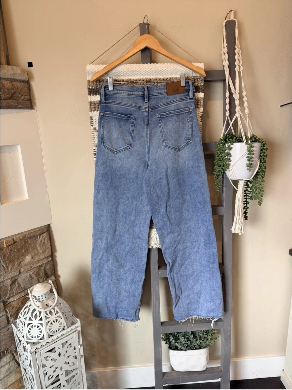 Nori Hidden Los Angeles Wide-Leg Crop Frayed hem Jeans Size 30 - Picture 4 of 6